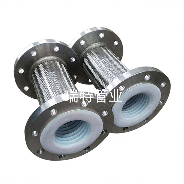 Stainless steel 304 316L PTFE flange hose lined with PTFE bellows soft joint corrosion-resistant chemical hose