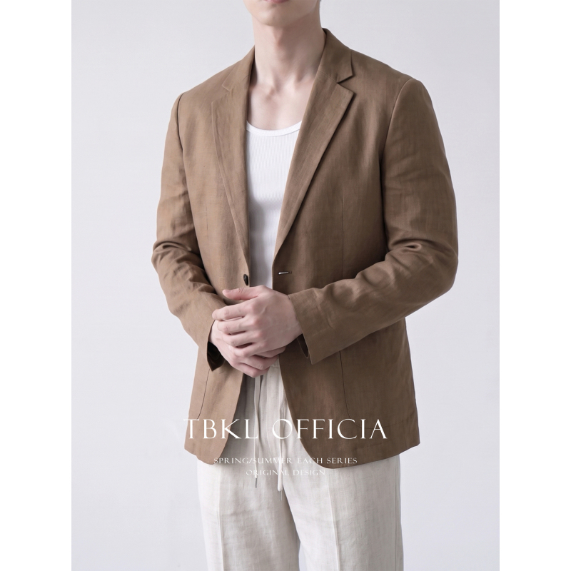 [Tencel Hemp] Italian-Style Old Money Business Casual Notch Lapel Suit Loose Gentleman's Single Suit Jacket for Spring and Autumn