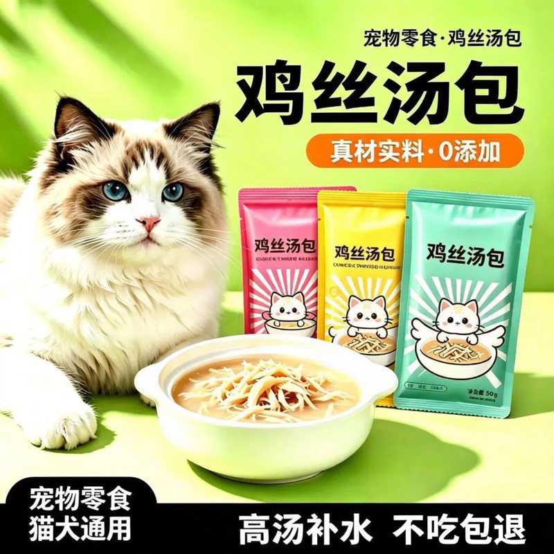 Cat Soft Canned Food 50g Chicken Shreds, Goat Milk Broth, Meat Packets for Adult Cats and Kittens, Hydrating and Nutritious Cat Snacks, Wet Food Soup Packets Cat Soft Canned Food 50g Chicken Shreds, Goat Milk Broth, Meat Packets for Adult Cats and Kittens, Hydrating and Nutritious Cat Snacks, Wet Food Soup Packets