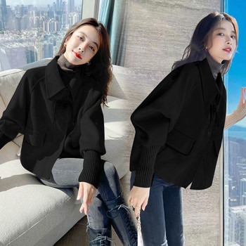 Korean style plush woolen coat for women large size loose and versatile