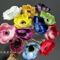 Simulation of anemone fake flower silk flower home accessories grass pattern rose wedding wedding wedding soft dress flower placement flower art