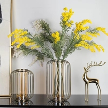 Simulation of hair planting King cherry blossom plush flower gold flower high-grade flower home decoration wedding flower yellow fake flower