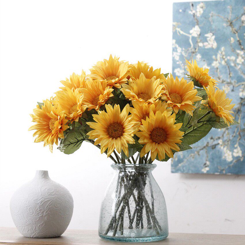 Simulation flower sunflower single-head sunflower to put the flower table to the home decoration kindergarten photo props