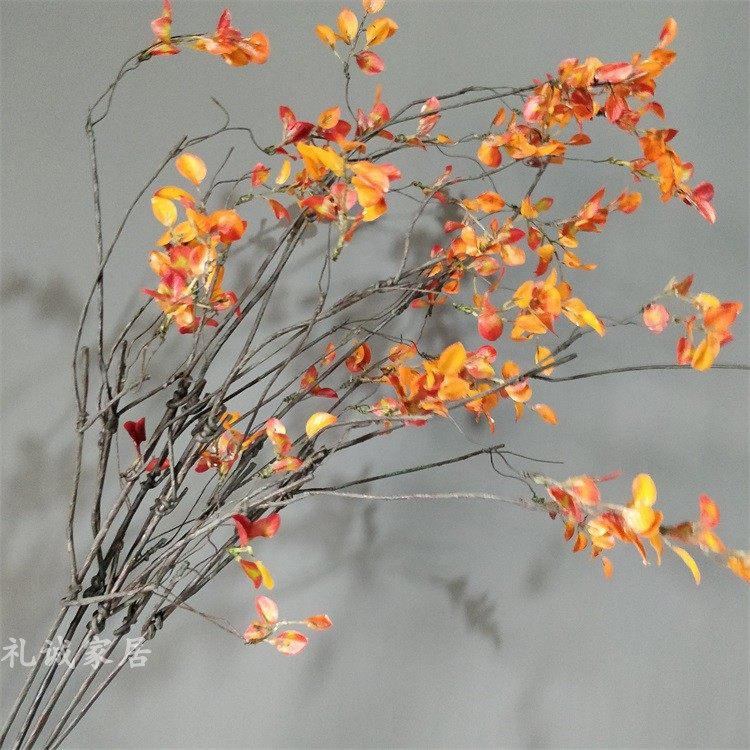 Long branch feel leaf flower arrangement Leaf material soft decoration Hotel home decoration Wedding floral art Autumn leaf simulation plant