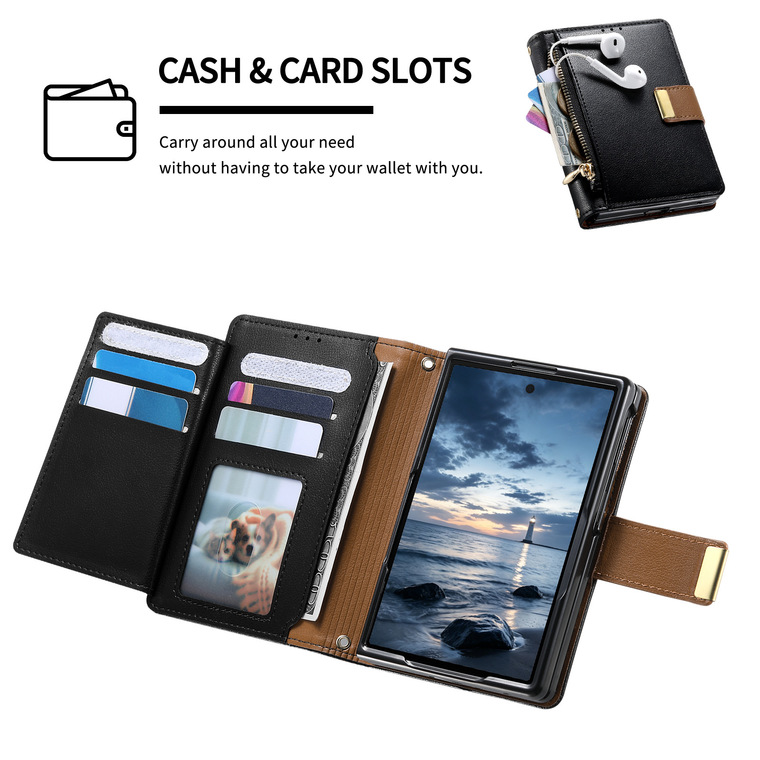 Golden Retriever Card Slot Leather Stand Flip Foldable iPhone Case
