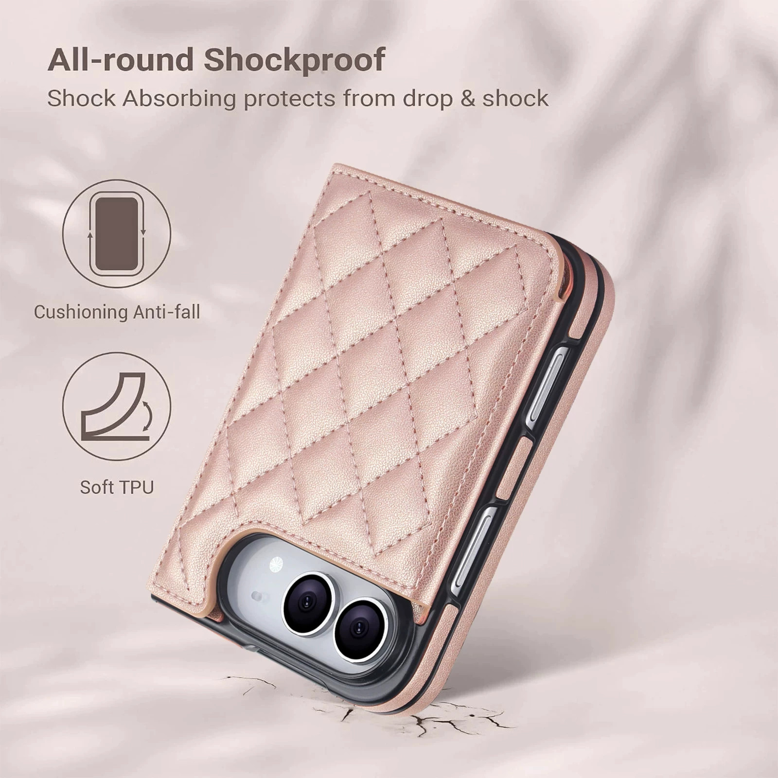 Rose Gold Diamond Quilted Leatherette iPhone Case
