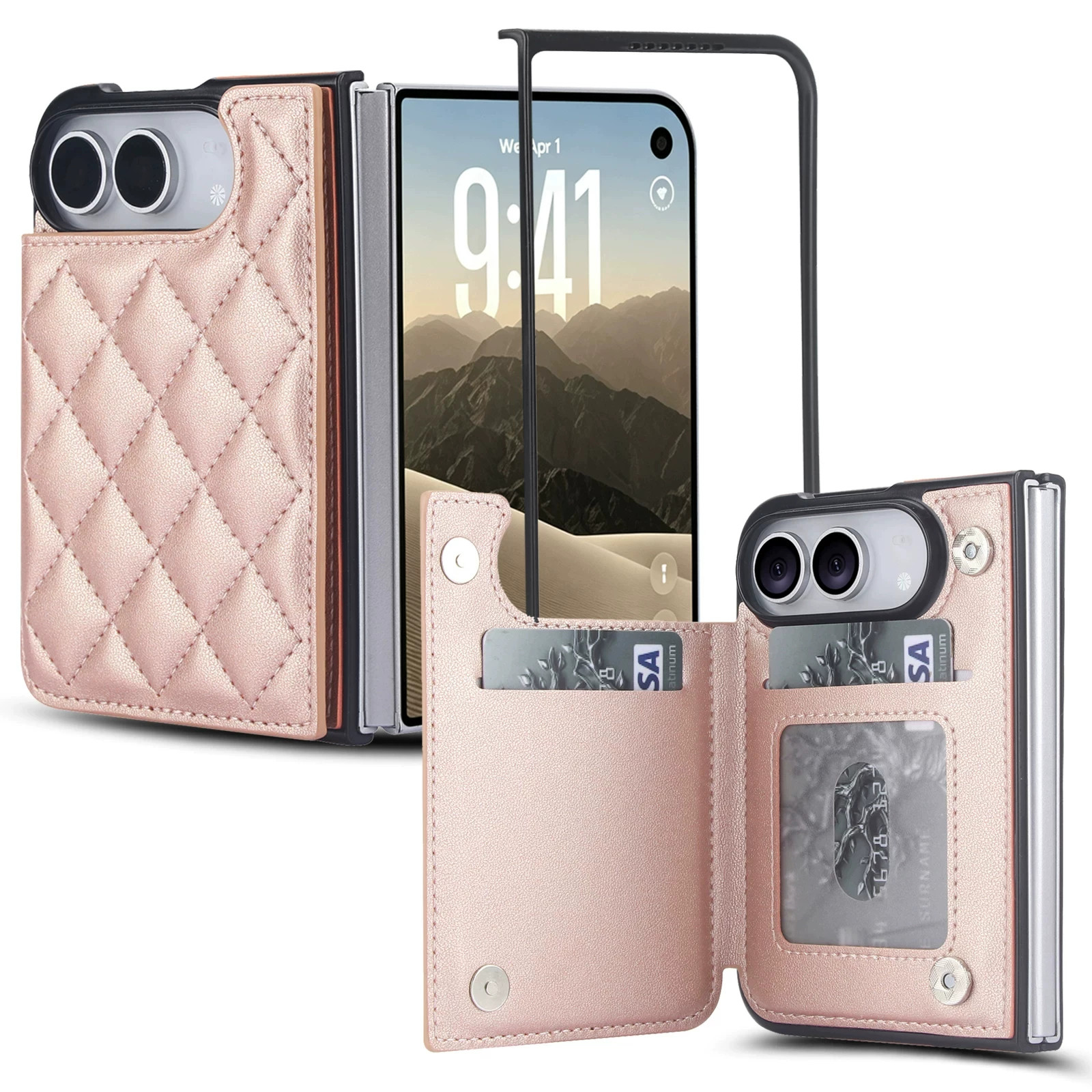 Rose Gold Diamond Quilted Leatherette iPhone Case
