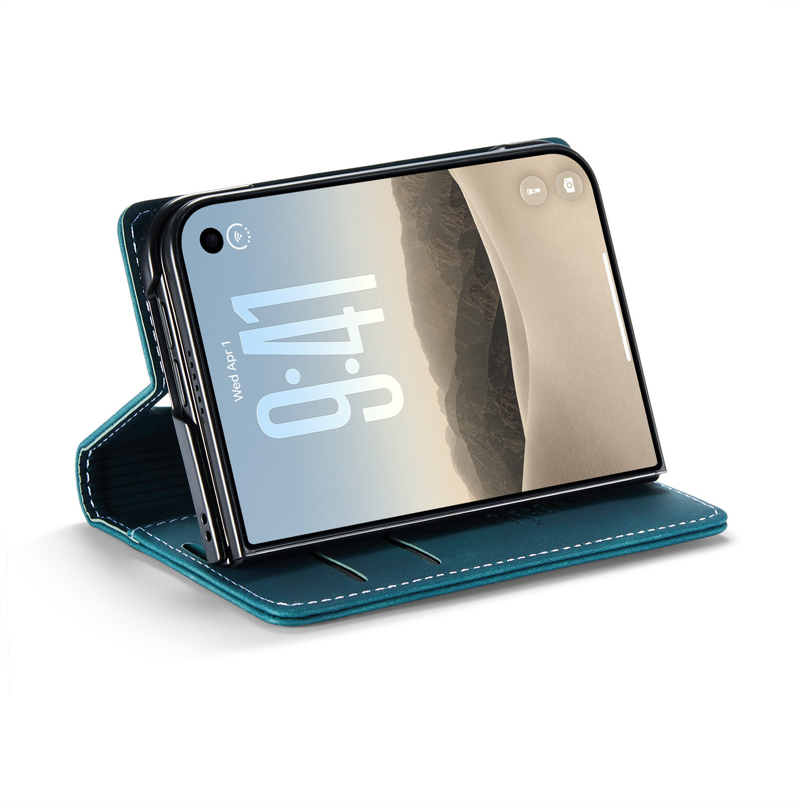 Teal Leatherette White Stitching iPhone Case