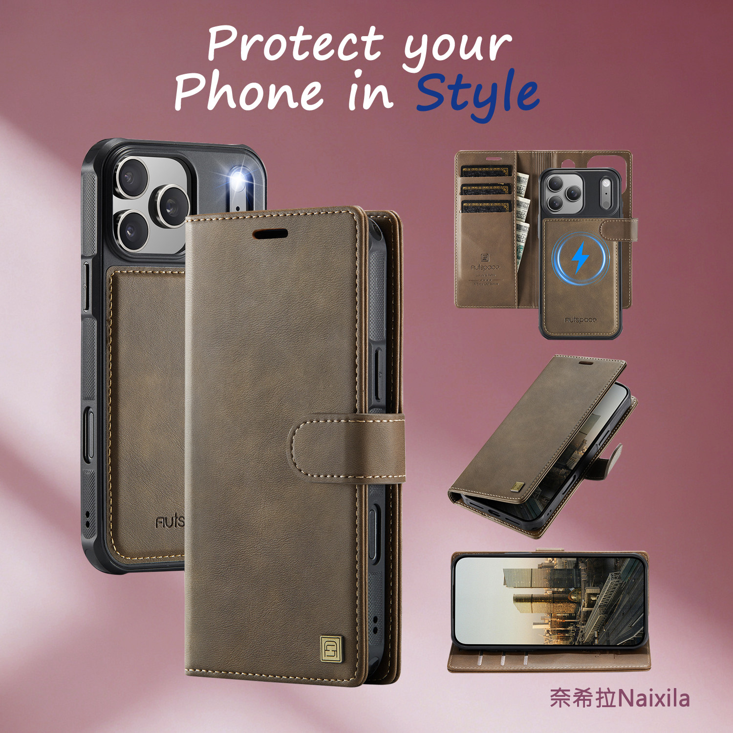 Distressed Leather Stitching Logo iPhone Case
