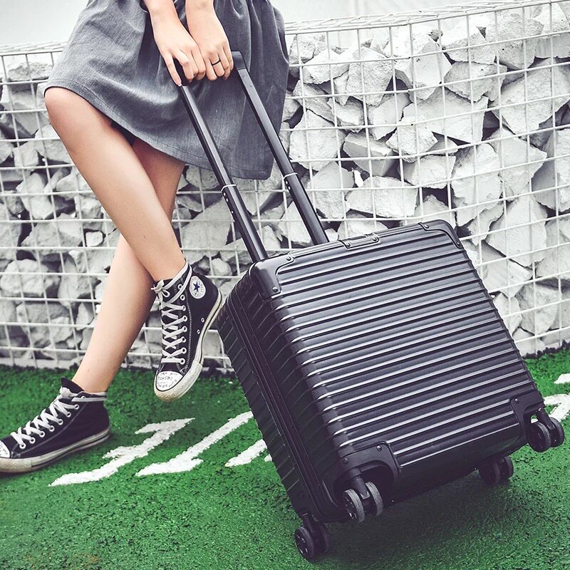 Aluminum frame luggage male business boarding case 18 trolley luggage female password computer case 17 inch travel suitcase leather case