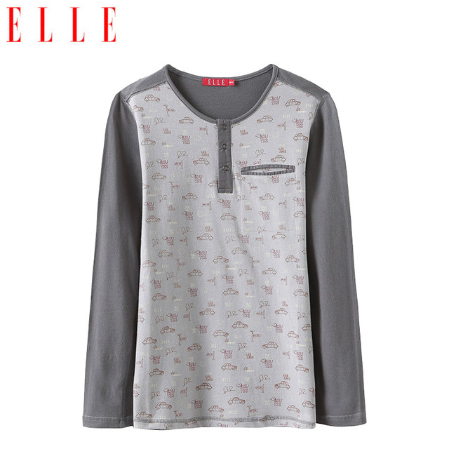 ເຄື່ອງນຸ່ງເດັກນ້ອຍຂອງແທ້ ELLE ເສື້ອທີເຊີດເດັກນ້ອຍຜູ້ຊາຍແຂນຍາວ T-shirt ຝ້າຍຂະຫນາດກາງແລະຂະຫນາດໃຫຍ່ tops ເດັກນ້ອຍ T-shirt fake two-piece spring clothes trend
