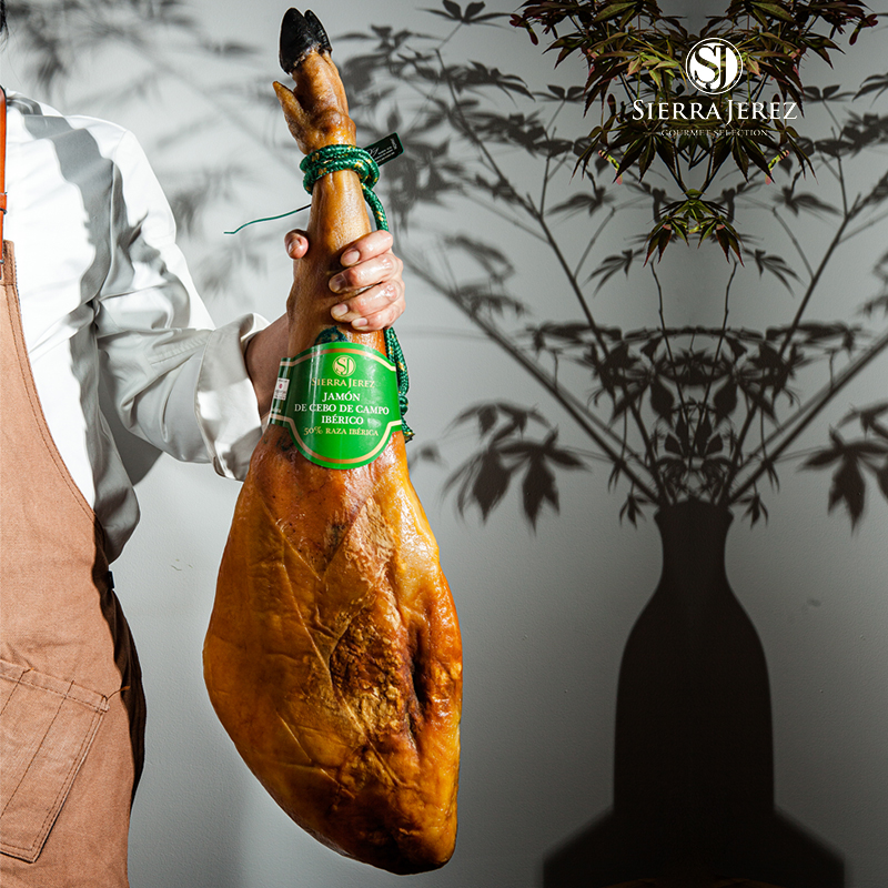 Spanish ham Whole imported Iberian SJ black pig hind legs with bone whole legs raw Green label white label