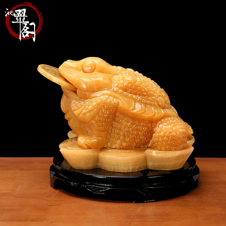 Pure handmade lucky topaz golden toad ornaments three-legged golden cicada jade golden toad home fortune opening reception gift