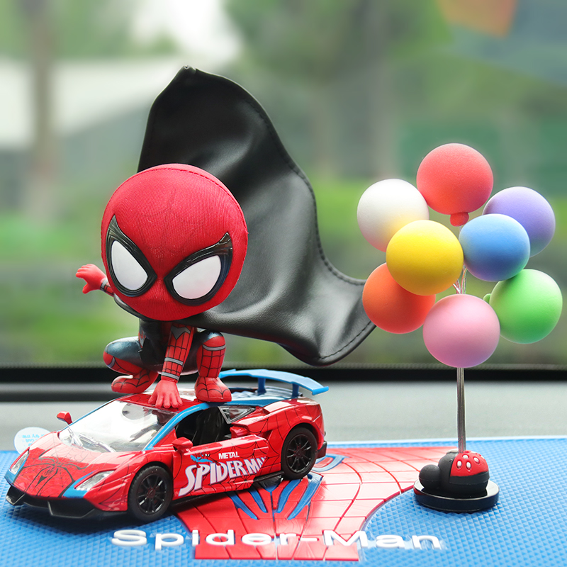 Spider-man car ornaments steel man shaking head doll model creative Net red center console decoration interior ornaments men