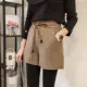 Quần short len ​​nữ mùa đông 2018 mới mặc eo cao đã mỏng rộng size rộng chân rộng thoải mái quần ống rộng eo co giãn quần short trắng nữ