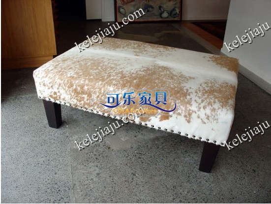Full cow leather cot tail stool-wood footed cow leather wearing a shoe bench luxurious set for size Multi-color optional