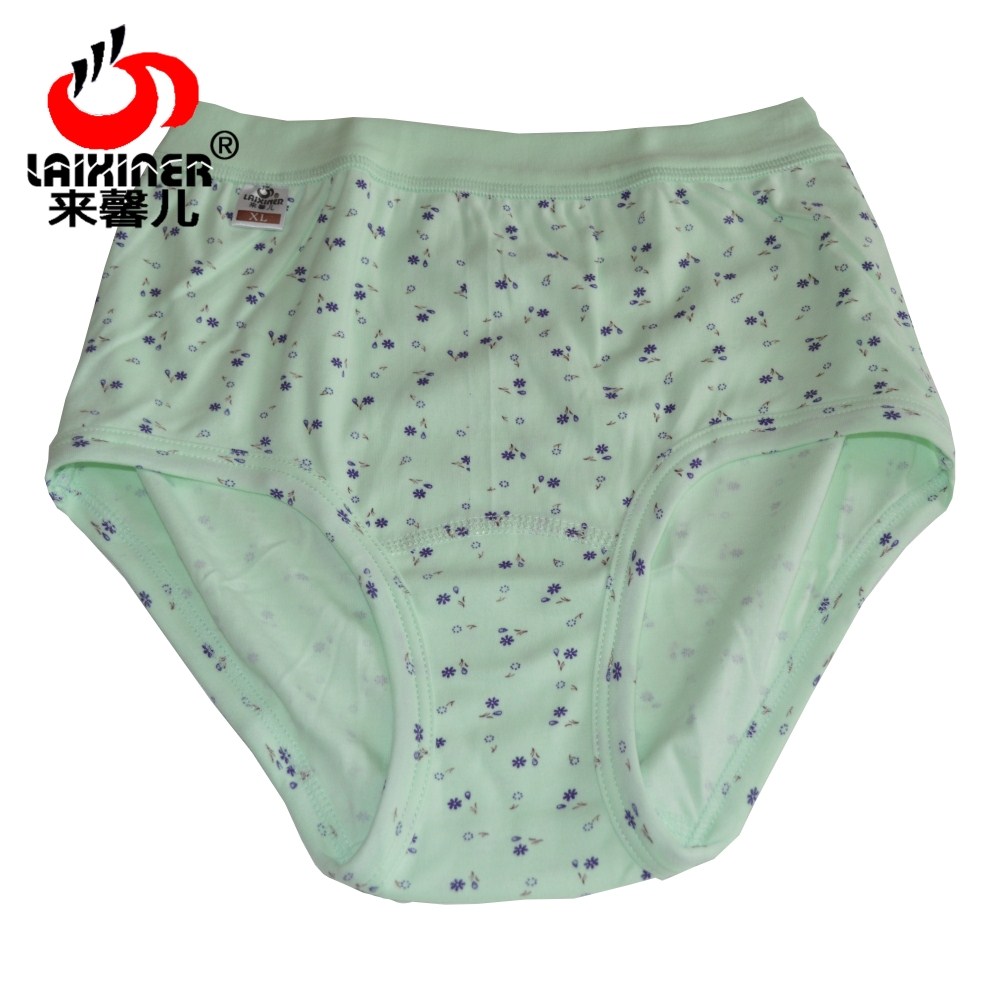 3 túi Lai Xiner nữ cotton cao eo tam giác in cộng với phân bón để tăng đồ lót cotton trung niên quần lót nữ thời trang