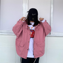 XXDXJ spring 2021 new Korean loose bf all-match long-sleeved fried street polo tooling jacket female student tide