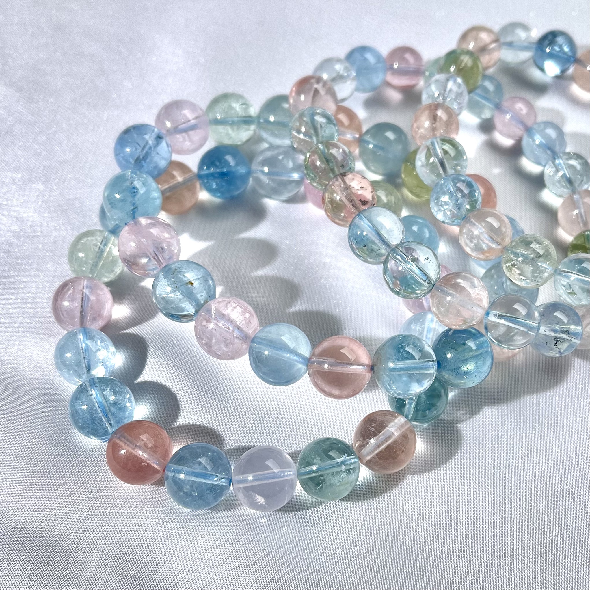 天然ブラジル産モルガナイトカラーモルガンクリスタルブレスレットベリルファミリーカラージェムストーンギフトジュエリー