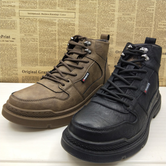 撤柜春秋真皮全皮头高帮休闲工装靴透气防滑软底马丁靴百搭男靴子