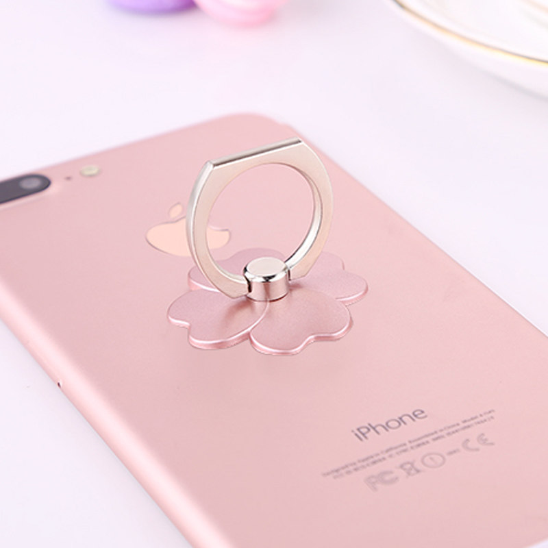 Four-leaf clover square mobile phone ring buckle mobile phone ring buckle mobile phone bracket desktop bracket live watching drama mobile phone holder