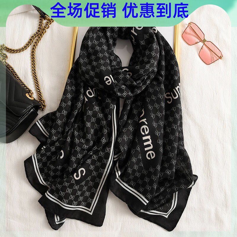 Fashion big shot spring and autumn silk scarf women's spring and autumn linen scarf oversized shawl dual-use versatile thin cotton linen scarf