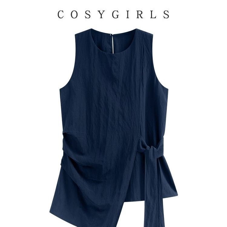 Black Asymmetrical Chiffon Sleeveless Shirt for Women, Summer 2025 New Thin French-Style Tank Top Blouse Black Asymmetrical Chiffon Sleeveless Shirt for Women, Summer 2025 New Thin French-Style Tank Top Blouse