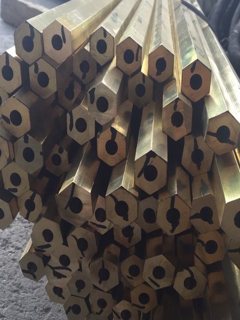 H59 Hexagonal Brass Tube, Hollow Hexagonal, Hexagonal Copper Tube, Thickened Hexagonal Rod with Inner Round Hole, S14-S60