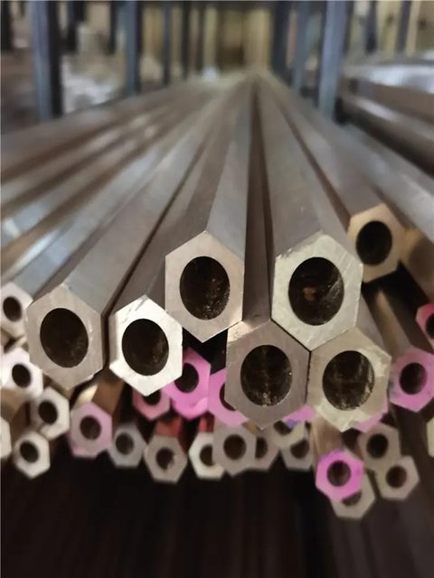 H59 Hexagonal Brass Tube, Hollow Hexagonal, Hexagonal Copper Tube, Thickened Hexagonal Rod with Inner Round Hole, S14-S60