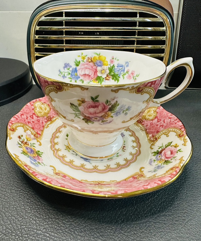 British-Made Royal Albert Miss Carlisle Bone China Coffee Cup and Saucer, Vintage and Authentic British-Made Royal Albert Miss Carlisle Bone China Coffee Cup and Saucer, Vintage and Authentic