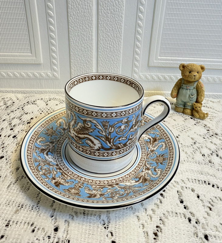 British-Made Authentic Wedgwood Silk Road Bone China Coffee Cup Wide-Mouth Black Tea Cup with Saucer Vintage