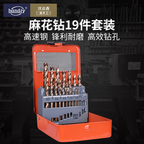 Drill bit high speed steel twist drill containing cobalt full grinding straight handle handiy handiy handassen pen drill bit 19 sets