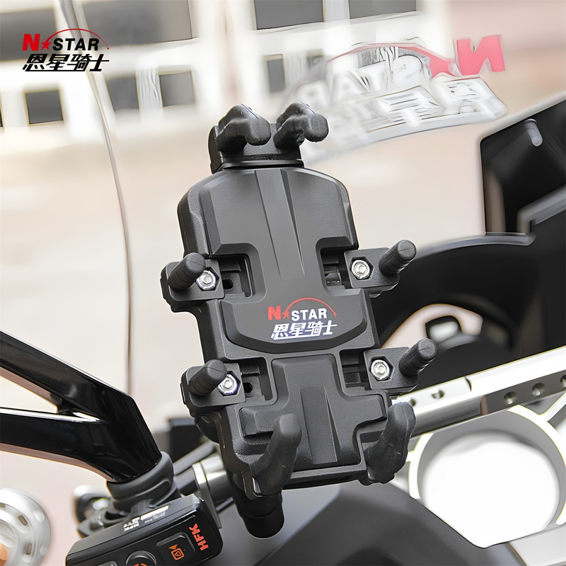 Enxing Knight Motorcycle Shock-Absorbing Phone Holder Electric Vehicle Handlebar Mount Wired/Wireless Charging Navigation Bracket