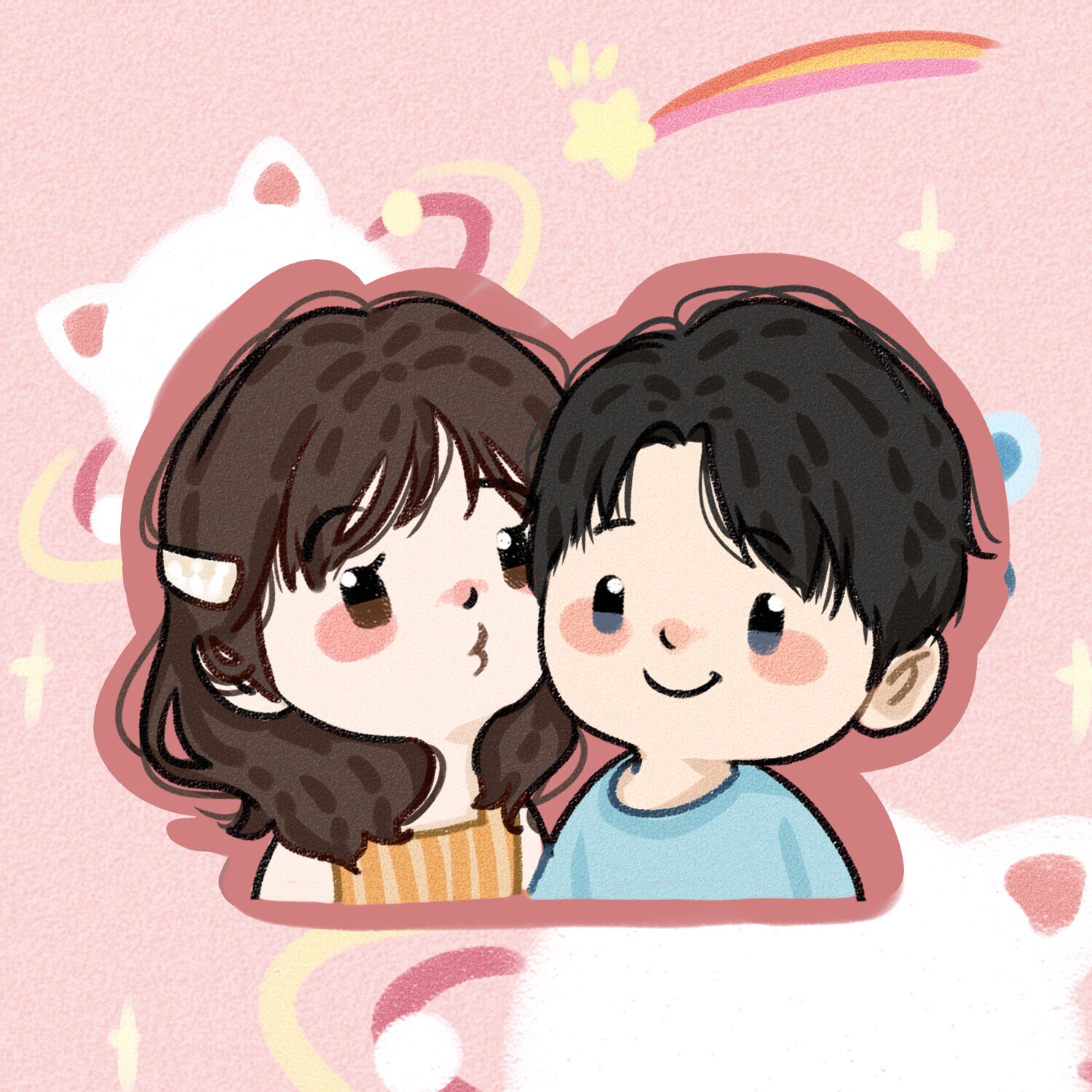ioizz comic avatar cute cartoon couple to map custom real photos to hand-painted sugar water