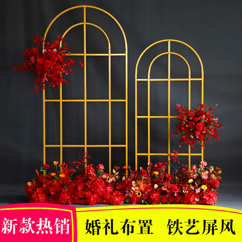 New wedding background wrought iron arch shelf Mori wedding arch wedding stage background props decoration arrangement