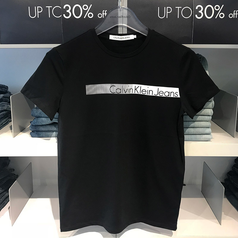 Ck Jeans Genuine Summer Men's Slim-Fit Simple Printed Logo Short-Sleeve T-Shirt Base Shirt Half-Sleeve Ck Jeans Genuine Summer Men's Slim-Fit Simple Printed Logo Short-Sleeve T-Shirt Base Shirt Half-Sleeve