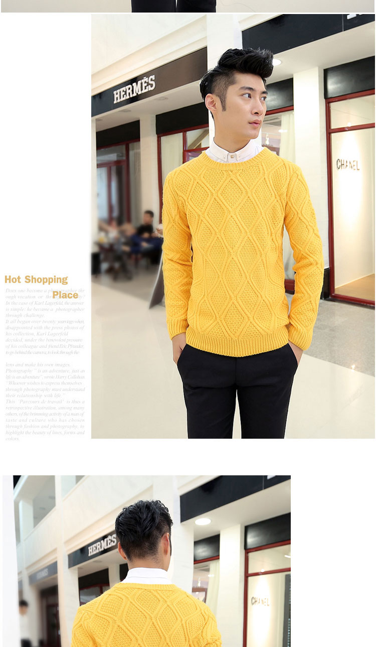 Áo len nam cổ tròn mỏng dệt kim dệt kim tay hình thoi ấm dày Áo len nam hàn quốc - Cặp đôi áo len shop quần áo nam