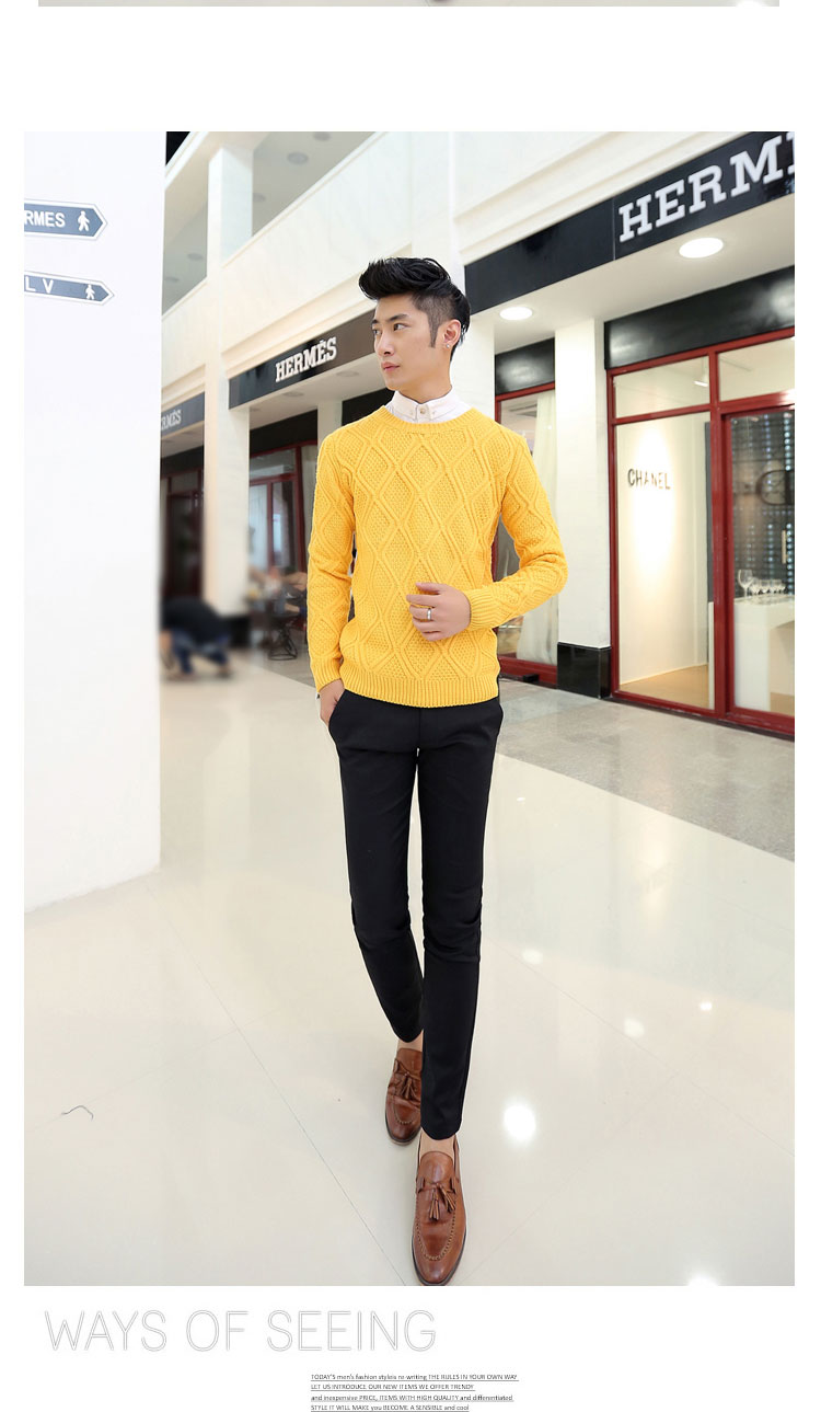 Áo len nam cổ tròn mỏng dệt kim dệt kim tay hình thoi ấm dày Áo len nam hàn quốc - Cặp đôi áo len shop quần áo nam