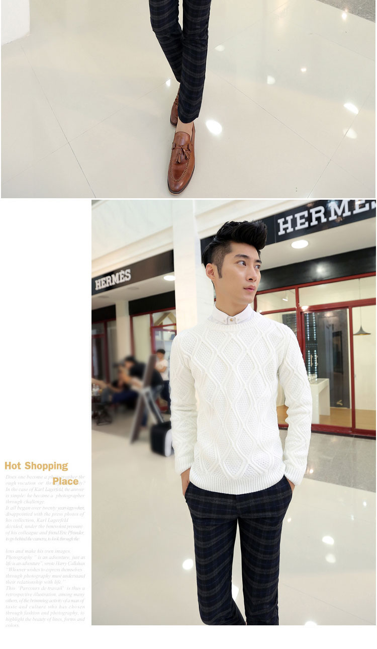 Áo len nam cổ tròn mỏng dệt kim dệt kim tay hình thoi ấm dày Áo len nam hàn quốc - Cặp đôi áo len shop quần áo nam