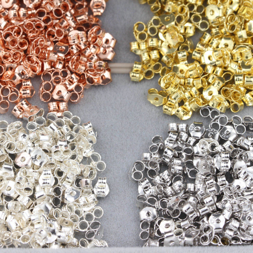 s925 Pure Silver Ear Blocking Diy Ear Pin Accessories Earrings Earcap Material Earplug Earl Button Plated Gold Rose Gold Platinum
