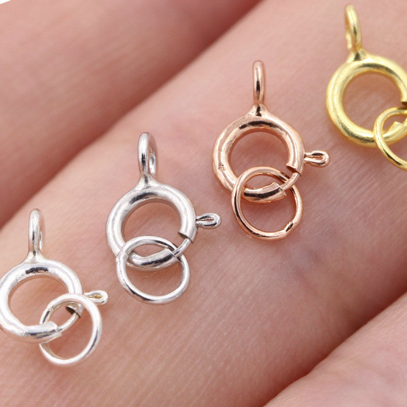 S925 sterling silver button diy handmade material accessories mini circle open circle gold rose gold buckle