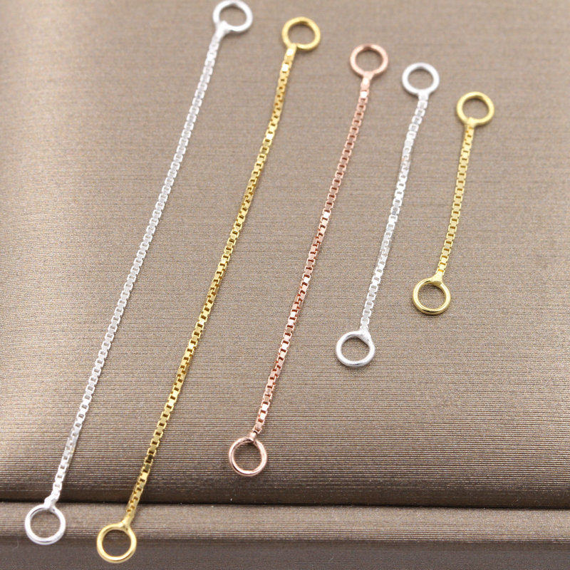 S925 sterling silver earrings accessories Two rings box chain accessories diy handmade tassel chain Gold Rose gold yellow gold