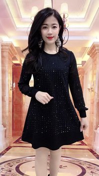 A-shaped large-size diamond-iron dress for women