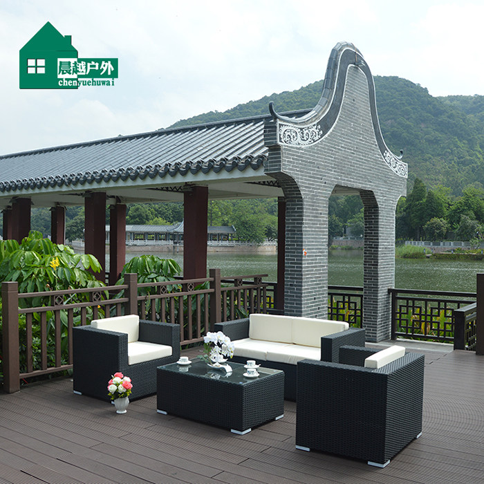 Leisure outdoor imitation rattan sofa hotel rattan table and chair villa imitation rattan hotel terrace outdoor courtyard rattan sofa