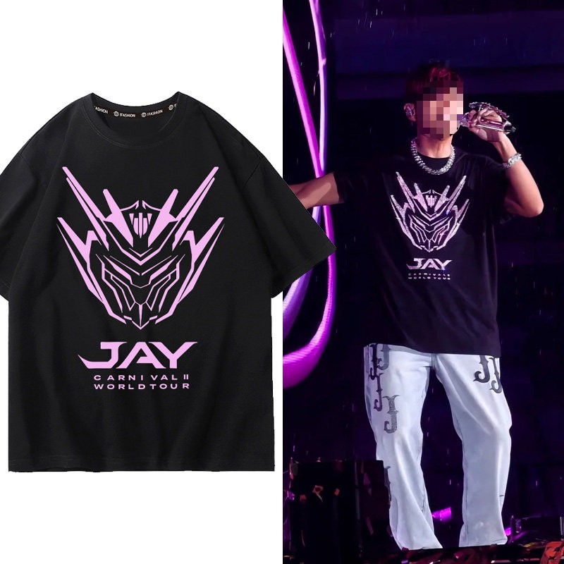 Jay Chou's Hangzhou Fireworks Concert Same Style Short-Sleeve T-Shirt for Men, Carnival Merchandise, Fan Support Clothing