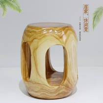 Fragrant camphor wood drum stool overall solid wood mound tree stumps root carved stool tea table tea table stool wooden pier stool round stool