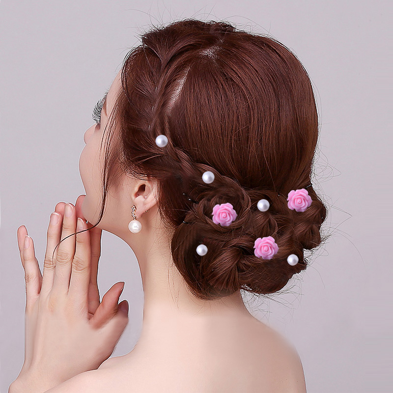 Hoa mẫu đơn cô dâu tóc bện tóc kiểu tóc phụ kiện pin pin thời trang bóng đầu bện phụ kiện mũ nón kẹp càng cua 5 răng