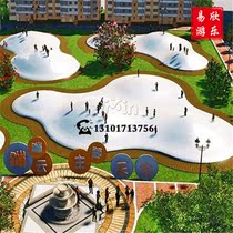 Net red inflatable bouncing cloud square movable jumping bed parent-child Park Shawo farm trampoline amusement equipment