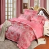 Bộ chăn ga gối cotton châu Âu bằng vải bông satin phủ bốn bộ chăn thêu chăn bông tấm cưới 4 bộ đặc biệt ra giường Trải giường