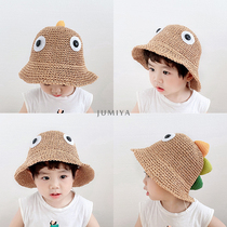 Baby Hat Summer Sun Protection Sun Hat Children Grass Hat Thin gas Breathable Cartoon Dinosaur Boy Beach Hat Sunhat